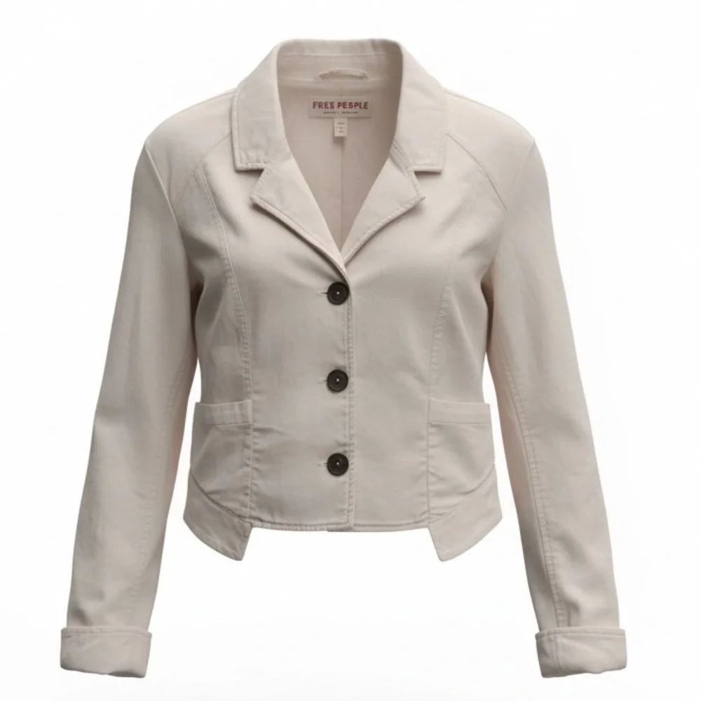 Free People ORLY Corduroy cropped blazer notched collar button closure Size L